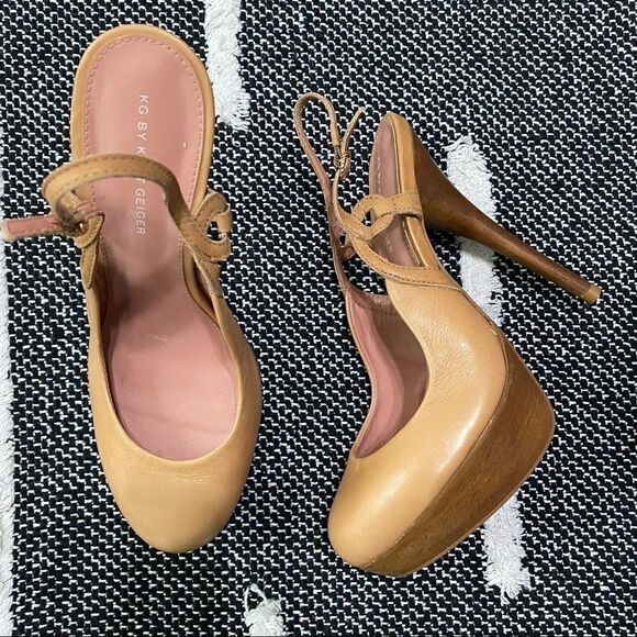KG by Kurt Geiger Wood Round Toe Sling Back Stiletto Heels SIZE 8 - Picture 2 of 9